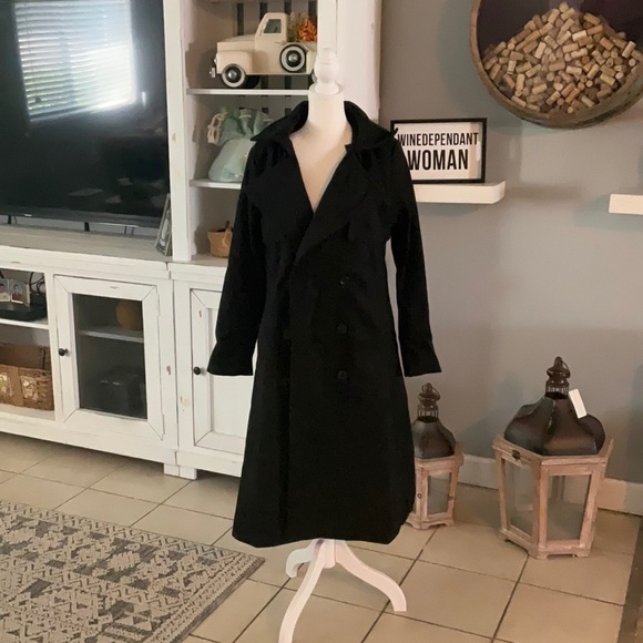 NWT Black Double Button Overcoat - Picture 6 of 10